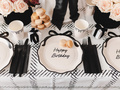 Happy Birthday plates with a bow - 24 cm - 6 pcs.