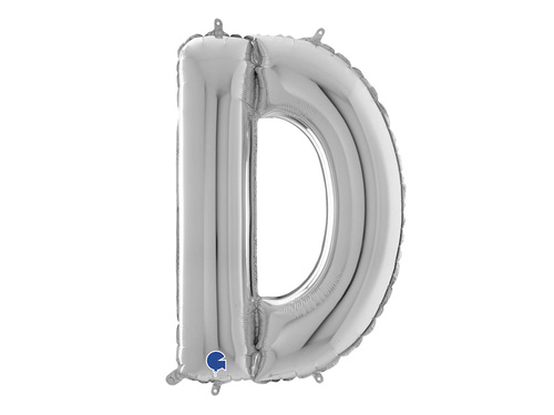 SuperShape Letter "D" Silver Foil Balloon - 66 cm - 1 pc