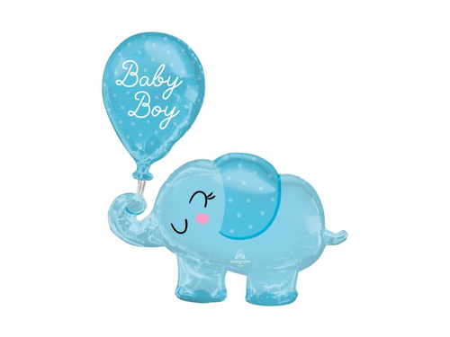 Balon foliowy Słonik niebieski Baby Boy - 73 x 78 cm - 1 szt.
