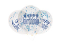 Transparent Happy Birthday balloons with confetti inside - 30 cm - 6 pcs.