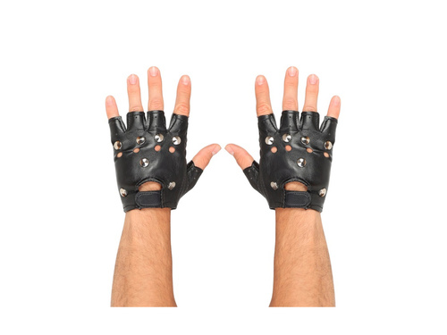 Skóropodobne rękawiczki nabijane ćwiekami bez palców