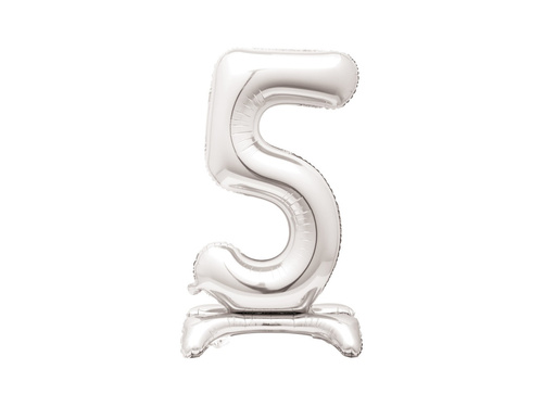 Foil balloon standing number 5 silver - 76 cm - 1pc.