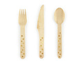 Wooden cutlery Stars, gold - 16 cm - 18 pcs.