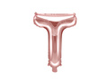Foil balloon letter "T" pink and gold - 35 cm