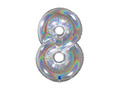 Balon foliowy cyfra 8 brokatowy holograficzny srebrny - 26" - 1 szt.