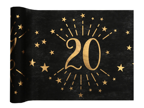 Table runner decoration with print for 20th birthday Sparkling - 30 cm x 5 m - 1 pcs.