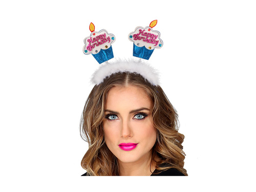 Opaska na głowę z futerkiem - babeczki urodzinowe