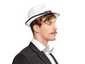 Kapelusz gangstera biały z czarną lamówką - 1 szt.