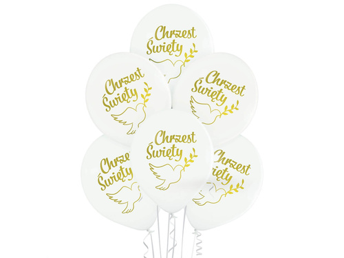 Holy Baptism latex balloons white - 30 cm - 6 pcs.