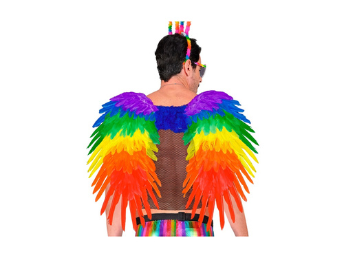 Tęczowe składane skrzydła z piór 80×60 cm