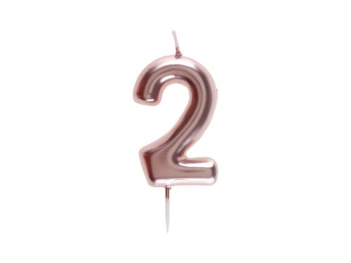 Rose gold number candle - 2 - two