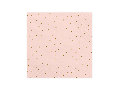 Light pink birthday napkins with gold small dots - 33 cm - 20 pcs.