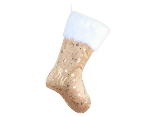 Skarpeta świąteczna złota z reniferami - 49 cm - 1 szt.