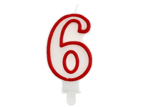 Number candle with red border six - "6"