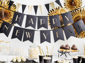 Banner garland of black and gold flags - 215 cm - 1 pcs.