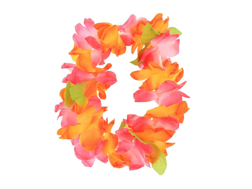 Hawaiian head garland orange and pink - 1 piece.