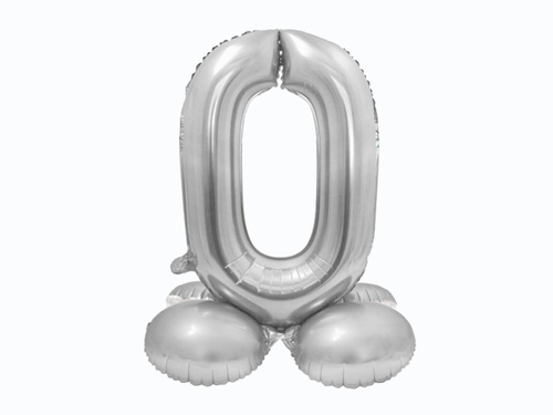 Foil balloon standing number 0 silver - 72 cm - 1 pc.