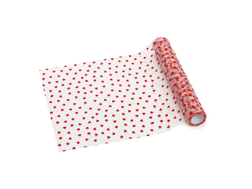 Dekoracja bieżnik tiulowy na stół - w serca - 36 cm x 9 m - 1 szt.