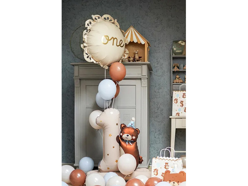 Balon foliowy stojący cyfra 1 z misiem - 81 cm - 1 szt.