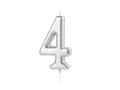 Silver number candle - 4 - 1 piece.