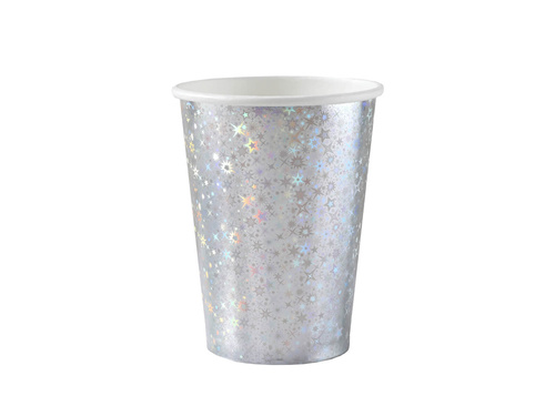 Kubeczki papierowe srebrne holograficzne - 270 ml - 10 szt.