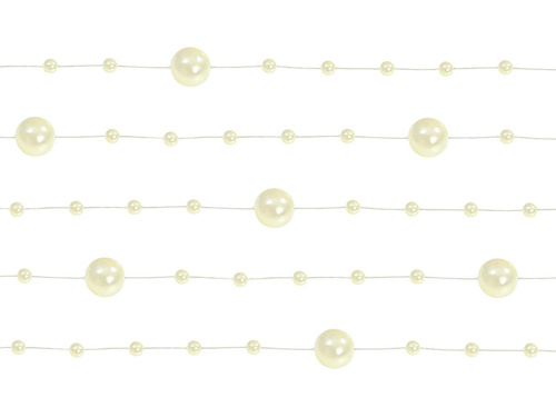 Cream pearl garland - 1,3 m - 5 pcs.