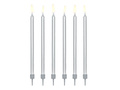 Silver birthday candles - 12 pcs.