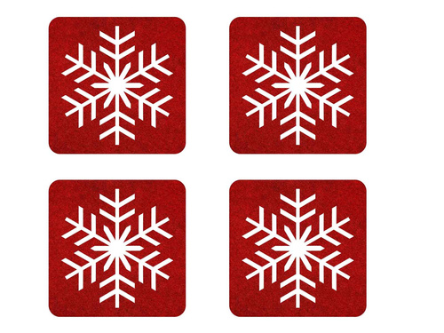 Podstawka kwadratowa pod kubek - Śnieżynka - 10 cm - 4 szt.