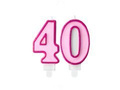 Świeczki cyferki różowe - 40 - czterdziestka - 2 szt.