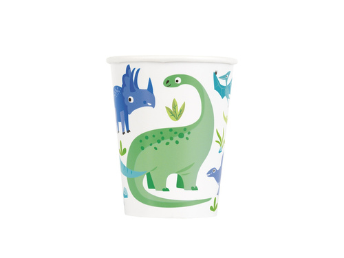 Kubeczki papierowe Dinozaury - 266 ml - 8 szt.