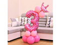Set of balloons with the number three pink - 15 pcs.