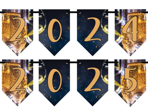 Flag banner New Year 2024 2025 - 5 m - 1 pc