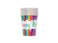 Kubeczki papierowe na urodziny Rainbow Happy Birthday - 266 ml - 8 szt.