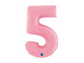 Balon foliowy cyfra 5 pastelowy różowy - 26" - 1 szt.