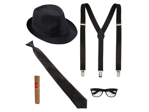 Zestaw gangstera czarny - 1 komplet.