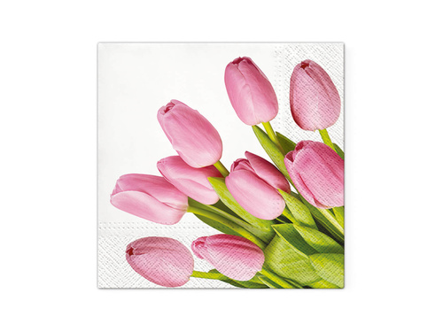 Pink tulips napkins - 33 cm - 20 pcs.