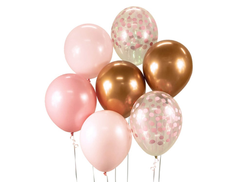 Set of pink-copper balloons - 30 cm - 7 pcs.