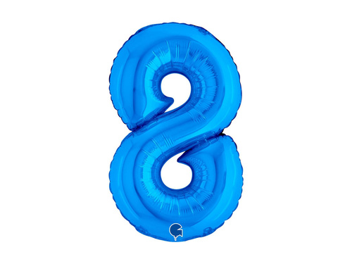 Balon foliowy cyfra 8 niebieski - 14" - 1 szt.