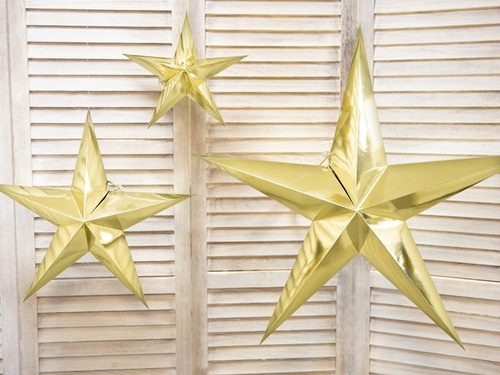 Hanging decoration paper star gold - 30 cm