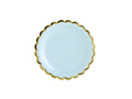 Light blue plates with gold edges - 18 cm - 6 pcs.