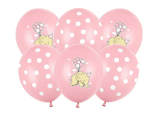 Printed balloons for girls "Elephant" - 30 cm - 6 pcs.