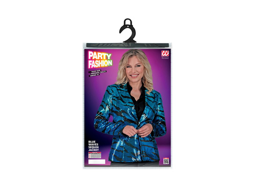Imprezowa marynarka Party Fashion - niebieskie cekiny w falisty wzór