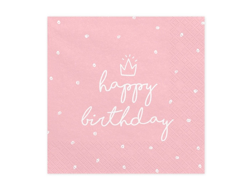 Happy Birthday pink napkins - 33 cm - 20 pcs.