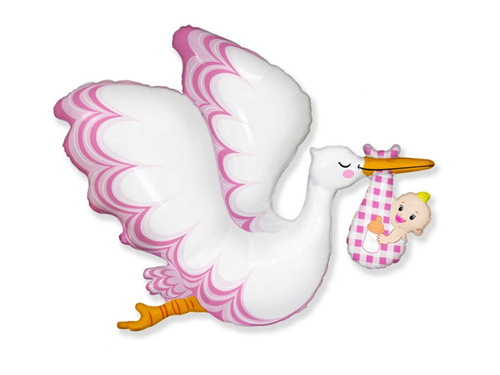 Pink Stork foil balloon - 80 x 96 cm - 1 pc.