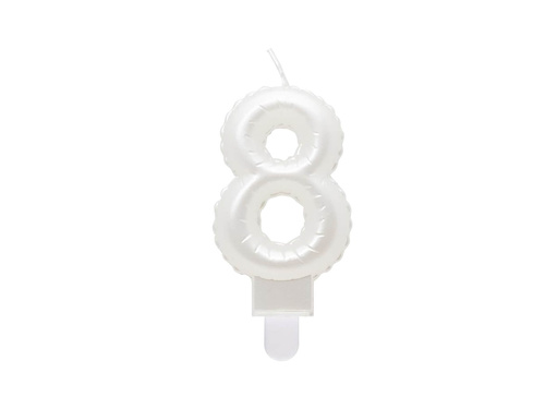 Pearl number candle white - 8 - eight