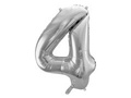 Foil balloon number 4 silver - 86 cm - 1 pc.