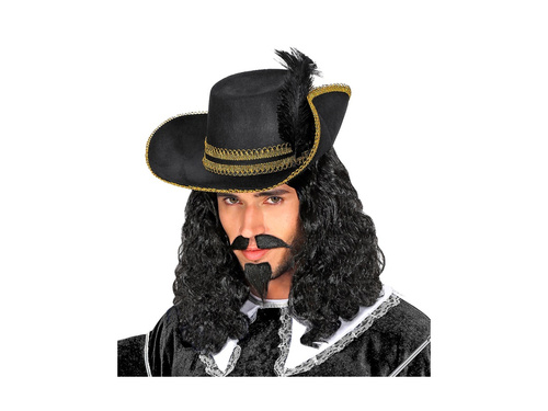 Peruka Muszkietera z wąsami i kozią bródką