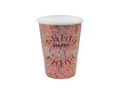 Kubeczki papierowe Happy Birthday Sparkling różowe złoto - 270 ml - 10 szt.