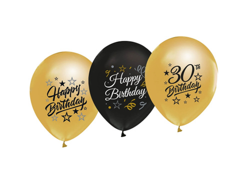 Latex balloons for thirtieth Happy Birthday - 30 cm - 5 pcs.