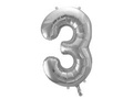 Foil balloon number 3 silver - 86 cm - 1 pc.